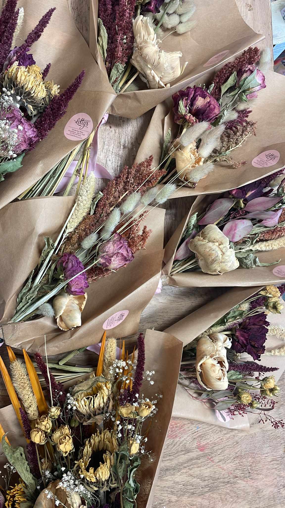 Wrapped Dried Flower Arrangement